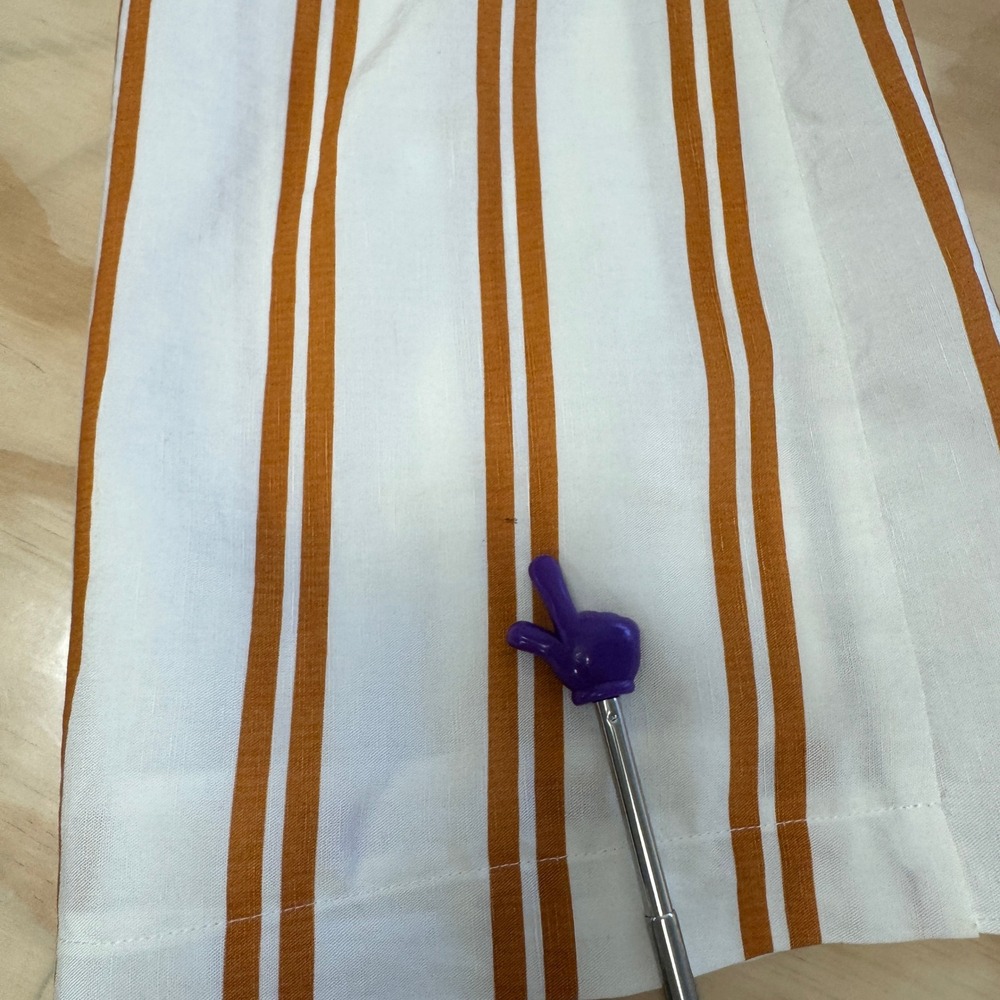 Sancia Striped Wrap Mini Skirt Ochre Cream Tencel Linen Blend XS Summer Boho - Picture 7 of 9